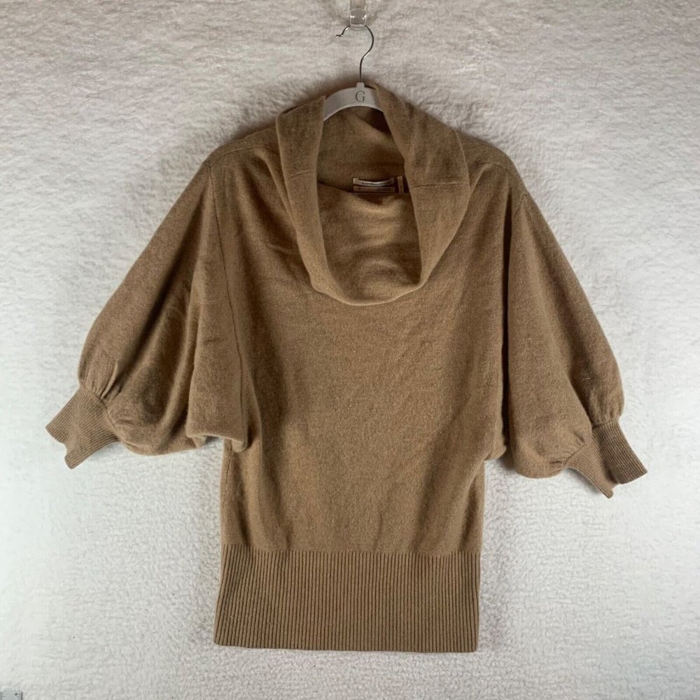 Anthropologie Cashmere Collection Women's Cowl Neck Top Tan Sweater Size XS 8635 - Picture 1 of 8